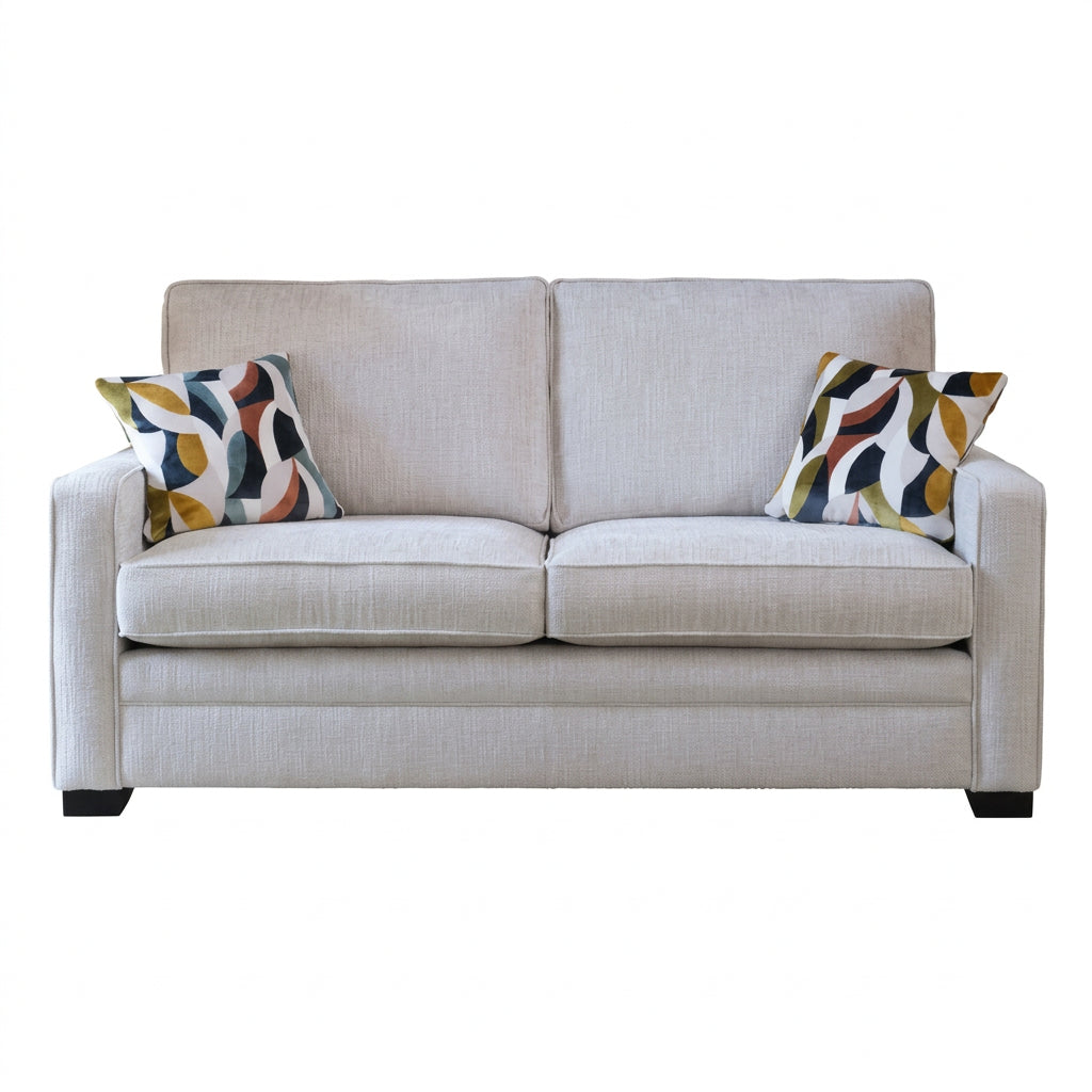 Alstons Olly sofa bed Beige with two patterned pillows